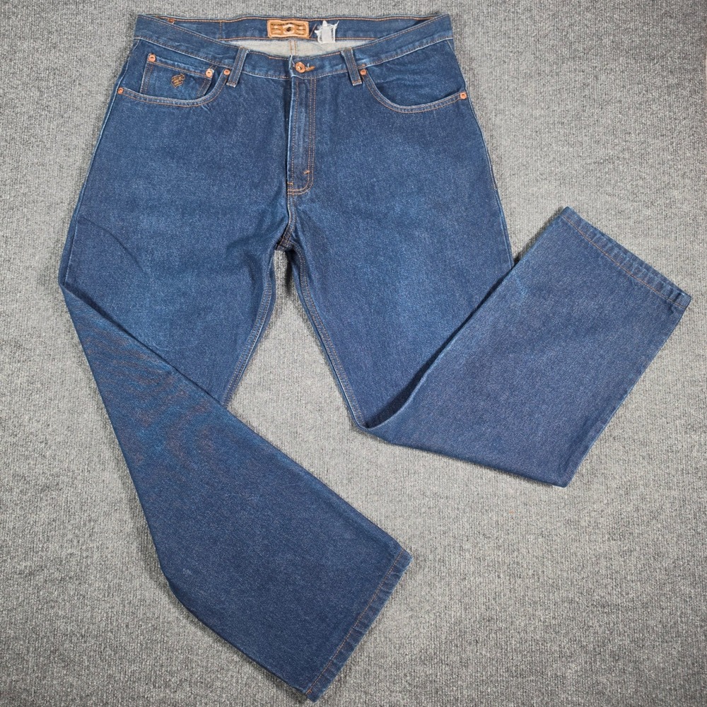 Rocawear Denim Company Mens Straight Leg Jeans Dark Wash 38x32 Blue Hip Hop